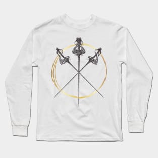 Fencing Gold Duel Swords Long Sleeve T-Shirt